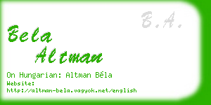 bela altman business card
