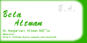 bela altman business card